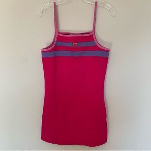 Fila Bright Pink Ribbed Mini Dress with Logo Medium Tennis Preppy Athletic NWT